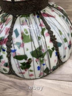 RARE Vintage Tiffany Style Leaded Confetti Glass Lamp Shade, Super Nice, READ