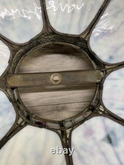 RARE Vintage Tiffany Style Leaded Confetti Glass Lamp Shade, Super Nice, READ
