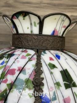 RARE Vintage Tiffany Style Leaded Confetti Glass Lamp Shade, Super Nice, READ