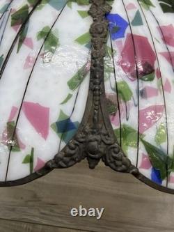 RARE Vintage Tiffany Style Leaded Confetti Glass Lamp Shade, Super Nice, READ
