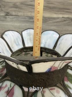 RARE Vintage Tiffany Style Leaded Confetti Glass Lamp Shade, Super Nice, READ