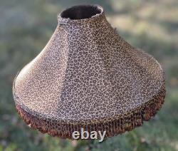 RARE Vintage Tindale Beaded Leopard Print Lamp Shade Mid Century Modern