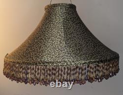 RARE Vintage Tindale Beaded Leopard Print Lamp Shade Mid Century Modern