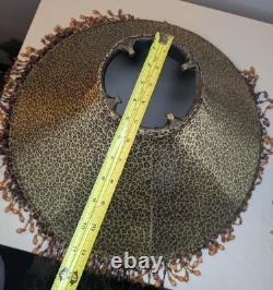 RARE Vintage Tindale Beaded Leopard Print Lamp Shade Mid Century Modern