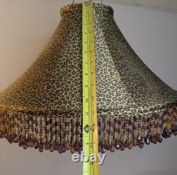RARE Vintage Tindale Beaded Leopard Print Lamp Shade Mid Century Modern