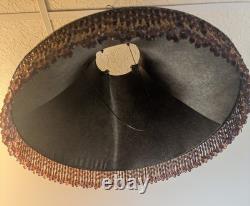 RARE Vintage Tindale Beaded Leopard Print Lamp Shade Mid Century Modern