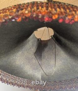 RARE Vintage Tindale Beaded Leopard Print Lamp Shade Mid Century Modern