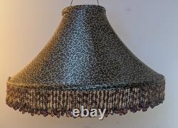 RARE Vintage Tindale Beaded Leopard Print Lamp Shade Mid Century Modern
