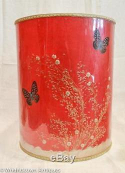 RARE Vintage VAN BRIGGLE Butterfly Barrel MCM LAMPSHADE Red WOW
