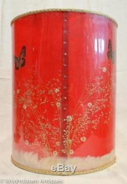 RARE Vintage VAN BRIGGLE Butterfly Barrel MCM LAMPSHADE Red WOW