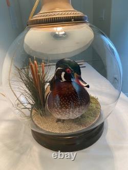 RARE vintage Mallard Duck Lamp withclear glass 3way lighting, lodge cabin cottage