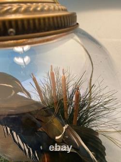 RARE vintage Mallard Duck Lamp withclear glass 3way lighting, lodge cabin cottage