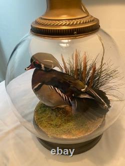 RARE vintage Mallard Duck Lamp withclear glass 3way lighting, lodge cabin cottage