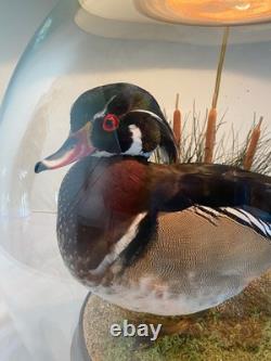 RARE vintage Mallard Duck Lamp withclear glass 3way lighting, lodge cabin cottage