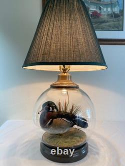 RARE vintage Mallard Duck Lamp withclear glass 3way lighting, lodge cabin cottage