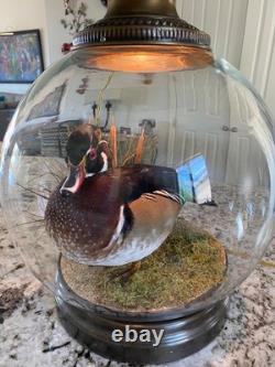 RARE vintage Mallard Duck Lamp withclear glass 3way lighting, lodge cabin cottage