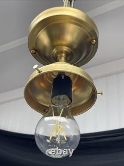 RESTORED Antique Vtg Art Deco Ceiling Light Skyscraper Schoolhouse White & Clear