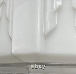 RESTORED Antique Vtg Art Deco Ceiling Light Skyscraper Schoolhouse White & Clear