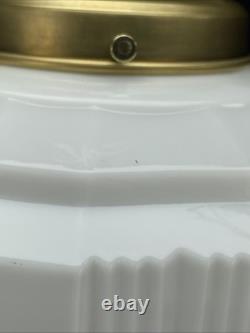 RESTORED Antique Vtg Art Deco Ceiling Light Skyscraper Schoolhouse White & Clear RESTORED Antique Vtg Art Deco Ceiling Light Skyscraper Schoolhouse White & Clear