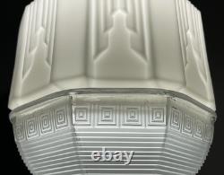 RESTORED Antique Vtg Art Deco Ceiling Light Skyscraper Schoolhouse White & Clear