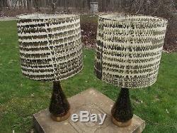 RETRO TABLE LAMPS 2 mid century modern CONE atomic vintage FIBERGLASS SHADES 50s