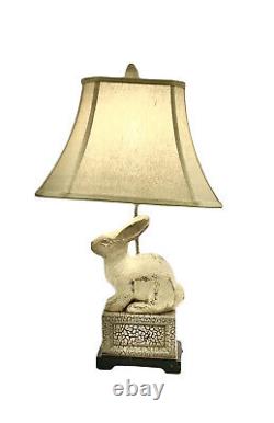 Rabbit Lamp Easter Bunny Linen Shade Vintage Lighting Decor