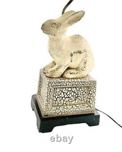 Rabbit Lamp Easter Bunny Linen Shade Vintage Lighting Decor