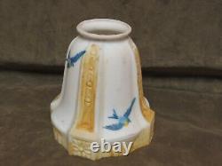 Rare Antique Glass Light / Lamp Shade Bluebird China Go-With Hand Painted #2
