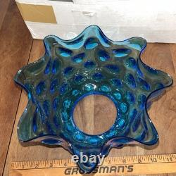 Rare Blue Hobnail oil gas lamp shade glass