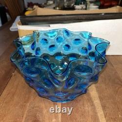 Rare Blue Hobnail oil gas lamp shade glass