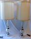 Rare Large Pair Vintage Cut Crystal Hollywood Regency Lamps, Tiered, With Shades