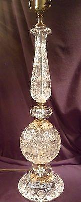 Rare Large Pair Vintage Cut Crystal Hollywood Regency Lamps, Tiered, with Shades
