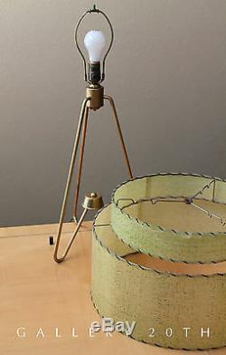 Rare! MID Century Modern Atomic Tripod Lamp 50s Fiberglass Shade Vtg Light Retro