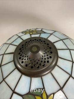 Rare VTG Tiffany Style Lamp Shade Cow Sunflower Slag Glass Ornate Beaded 15 x9