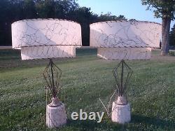 Rare Vintage 1950's Mid-century Lamps Fiberglass 2 Tier Lamp Shades, Estate Find