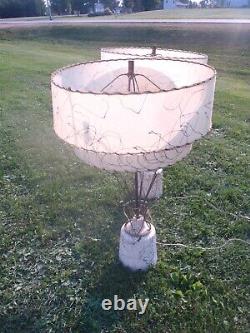 Rare Vintage 1950's Mid-century Lamps Fiberglass 2 Tier Lamp Shades, Estate Find