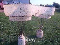 Rare Vintage 1950's Mid-century Lamps Fiberglass 2 Tier Lamp Shades, Estate Find