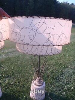 Rare Vintage 1950's Mid-century Lamps Fiberglass 2 Tier Lamp Shades, Estate Find