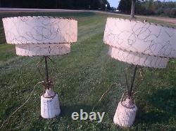 Rare Vintage 1950's Mid-century Lamps Fiberglass 2 Tier Lamp Shades, Estate Find