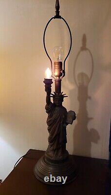 Rare Vintage 1950s Bronze Statue Of Liberty Lamp, Working, WithOriginal Fixtures