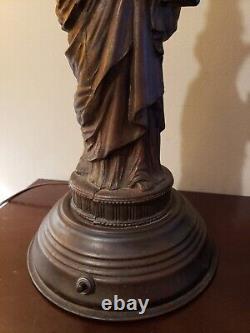 Rare Vintage 1950s Bronze Statue Of Liberty Lamp, Working, WithOriginal Fixtures