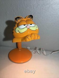 Rare Vintage 1981 Garfield UFS Desk Lamp with Ceramic Shade, Cat Light Gooseneck