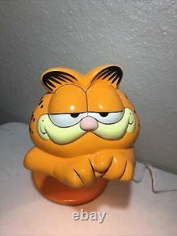 Rare Vintage 1981 Garfield UFS Desk Lamp with Ceramic Shade, Cat Light Gooseneck