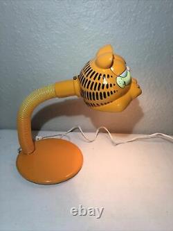 Rare Vintage 1981 Garfield UFS Desk Lamp with Ceramic Shade, Cat Light Gooseneck