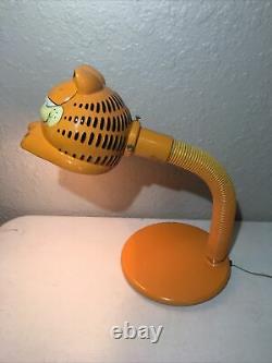 Rare Vintage 1981 Garfield UFS Desk Lamp with Ceramic Shade, Cat Light Gooseneck