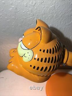 Rare Vintage 1981 Garfield UFS Desk Lamp with Ceramic Shade, Cat Light Gooseneck