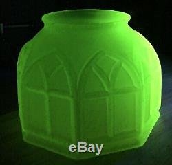 Rare Vintage Art Deco Green Uranium Vaseline Glass Lamp Shade