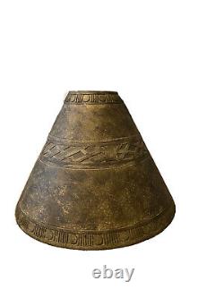 Rare Vintage Ceramic Clay Lamp Shade Heavy Brown Pottery Tribal Aztec Lighting