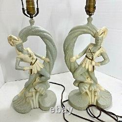 Rare Vintage Chalkware Lamp Mid Century Elf Pixie Mushroom Kitsch 50s Large