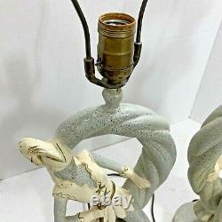 Rare Vintage Chalkware Lamp Mid Century Elf Pixie Mushroom Kitsch 50s Large